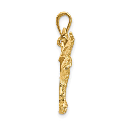 14K Gelbgold massiver polierter Adler-Anhänger