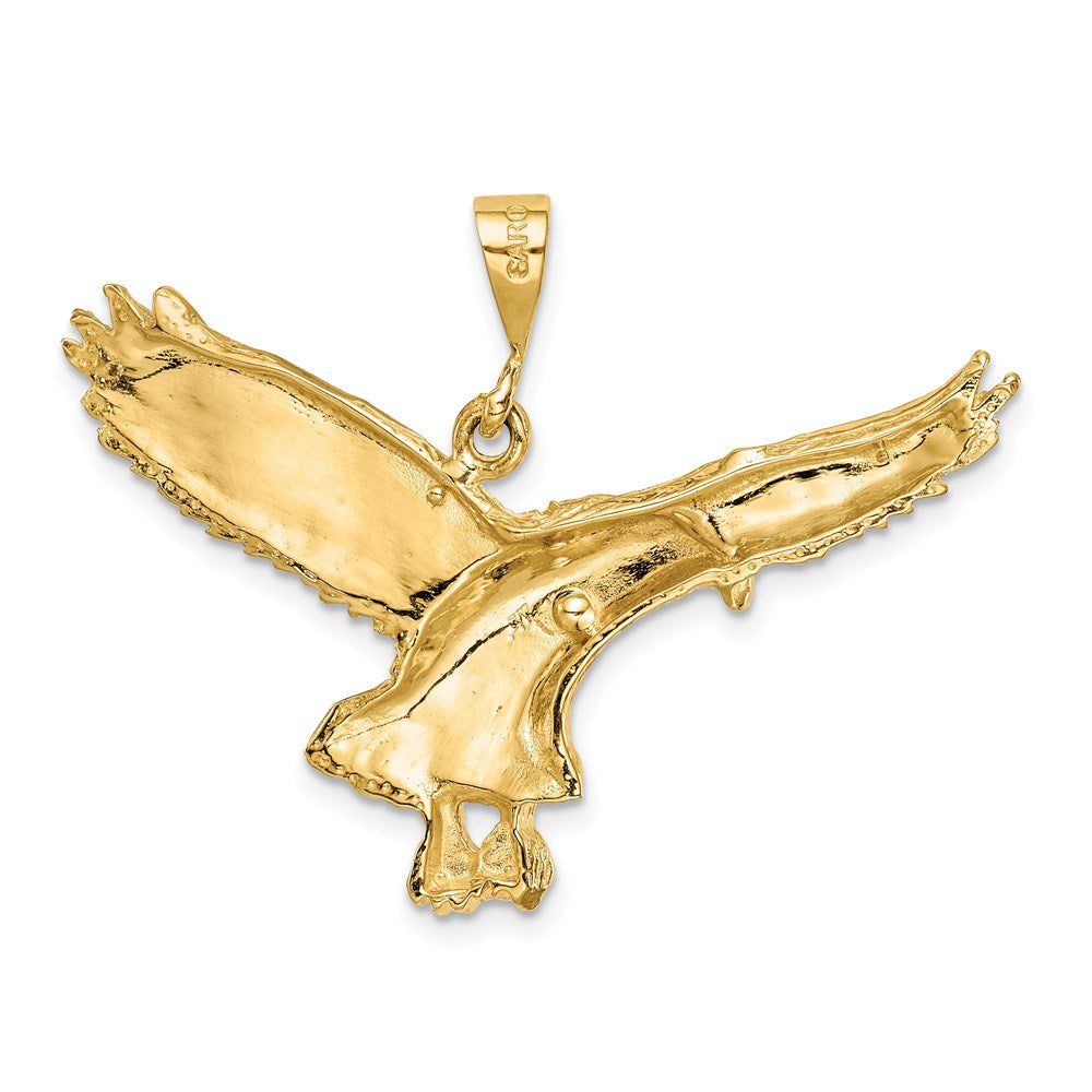 14K Gelbgold massiver polierter Adler-Anhänger