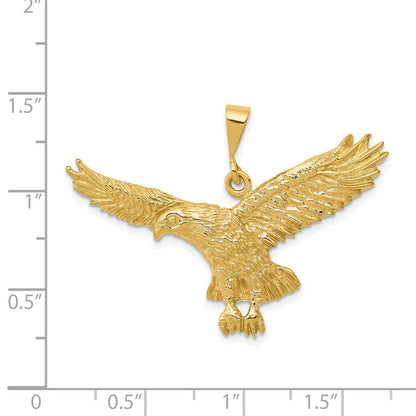 14K Gelbgold massiver polierter Adler-Anhänger