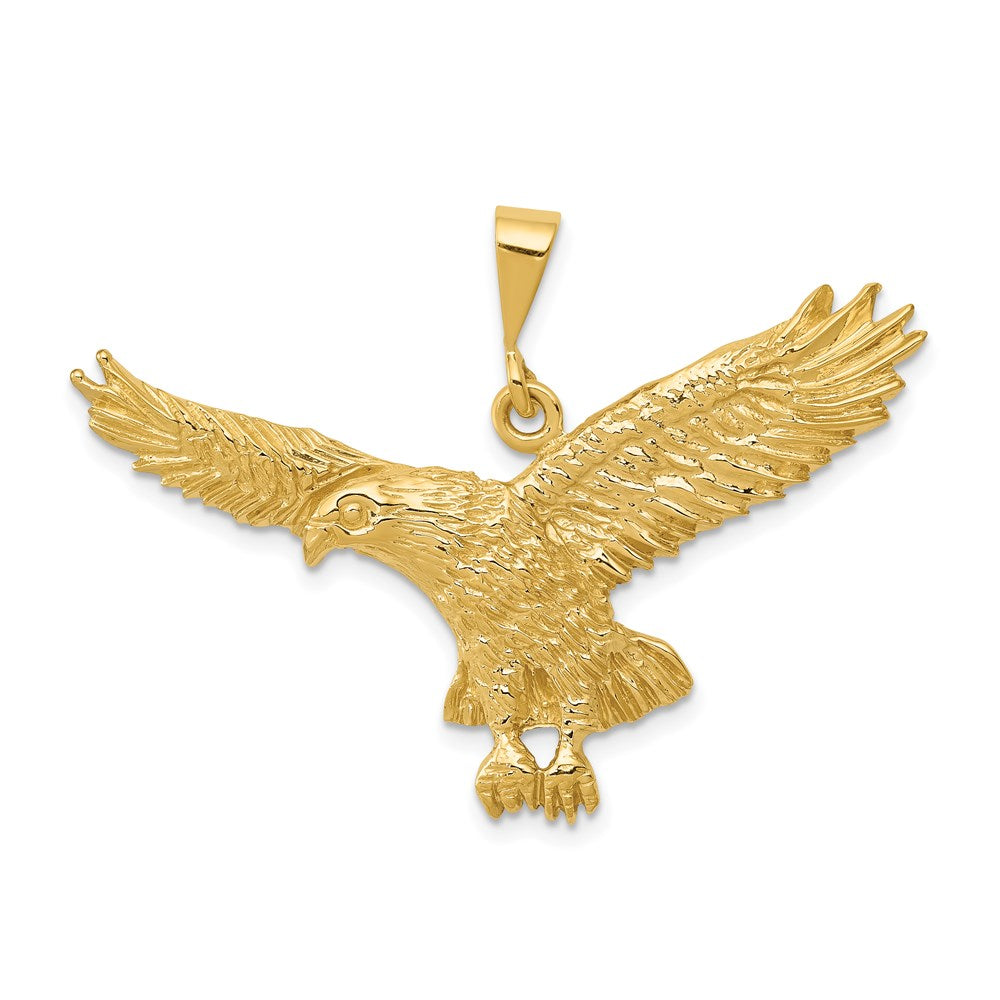 14K Gelbgold massiver polierter Adler-Anhänger