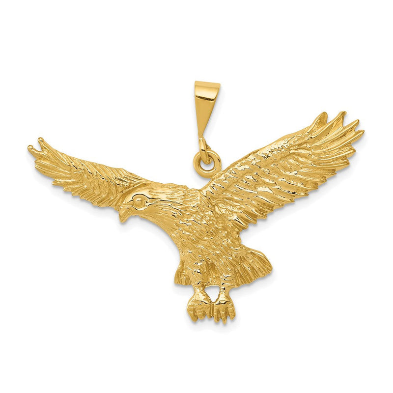 14K Gelbgold massiver polierter Adler-Anhänger