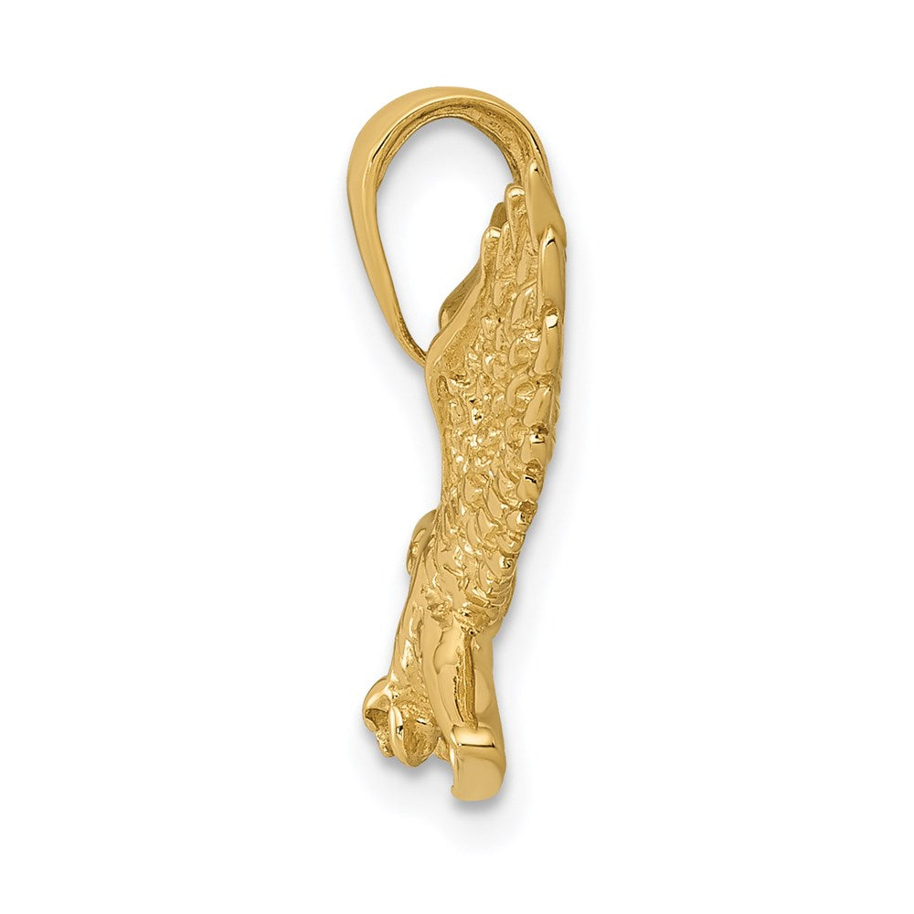 14K Gelbgold Massiv Polierter Adler-Landung-Anhänger