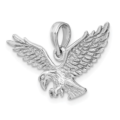 14K Weißgold Landender Adler Charm mit strukturierter Oberfläche