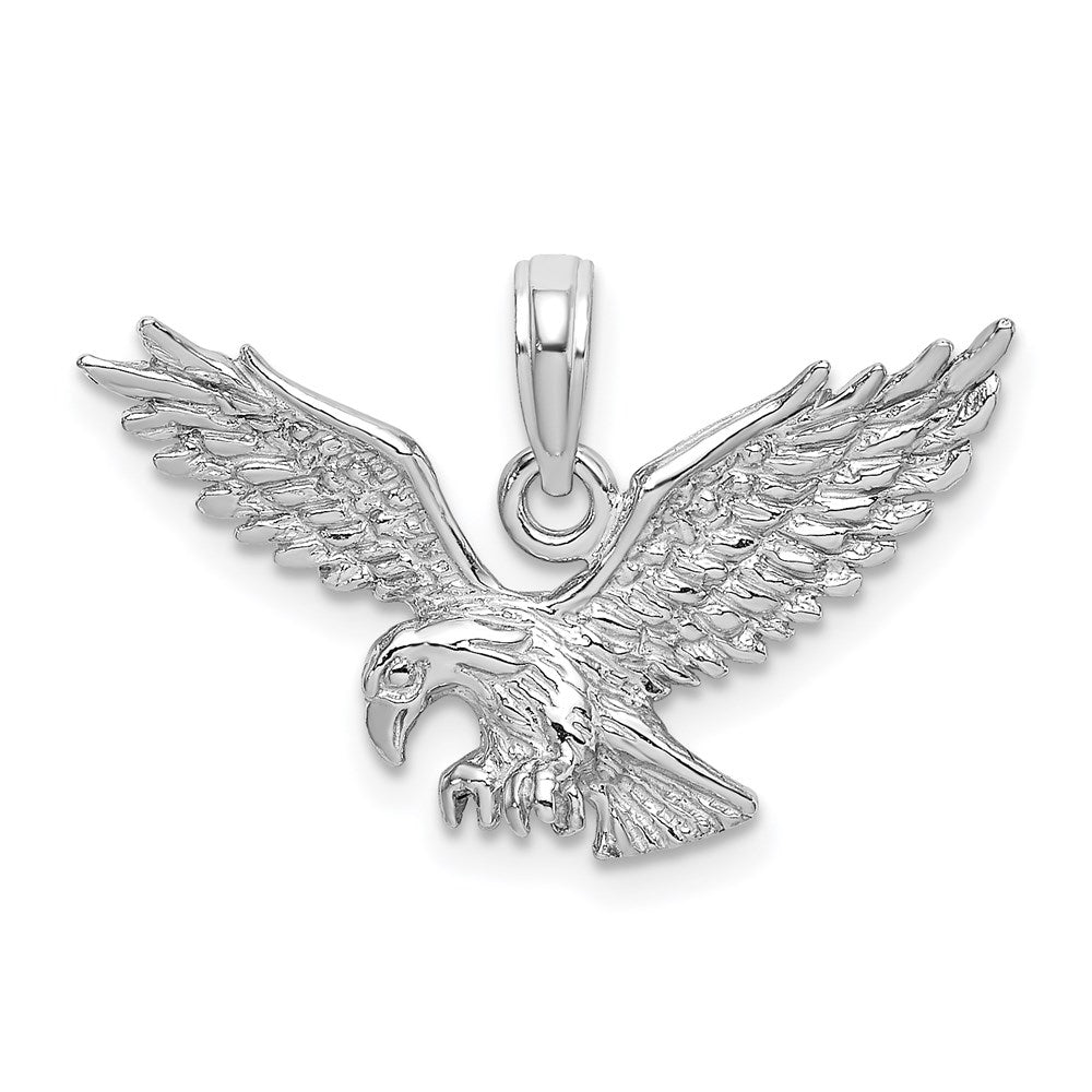 14K Weißgold Landender Adler Charm mit strukturierter Oberfläche