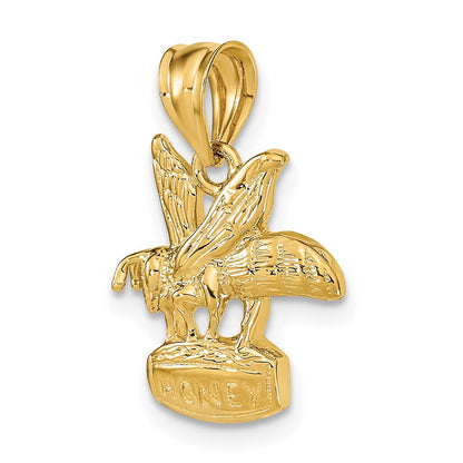 14K Gelbgold Biene auf Honigglas-Anhänger