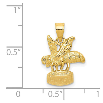 14K Gelbgold Biene auf Honigglas-Anhänger