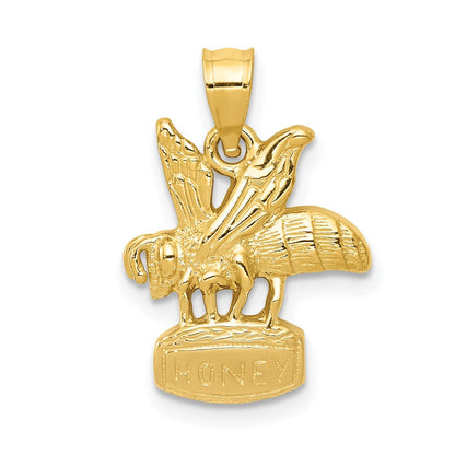 14K Gelbgold Biene auf Honigglas-Anhänger