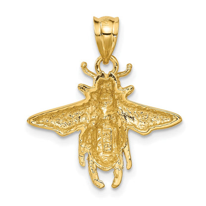 14K Gelbgold massiver Bienen-Anhänger mit offener Rückseite