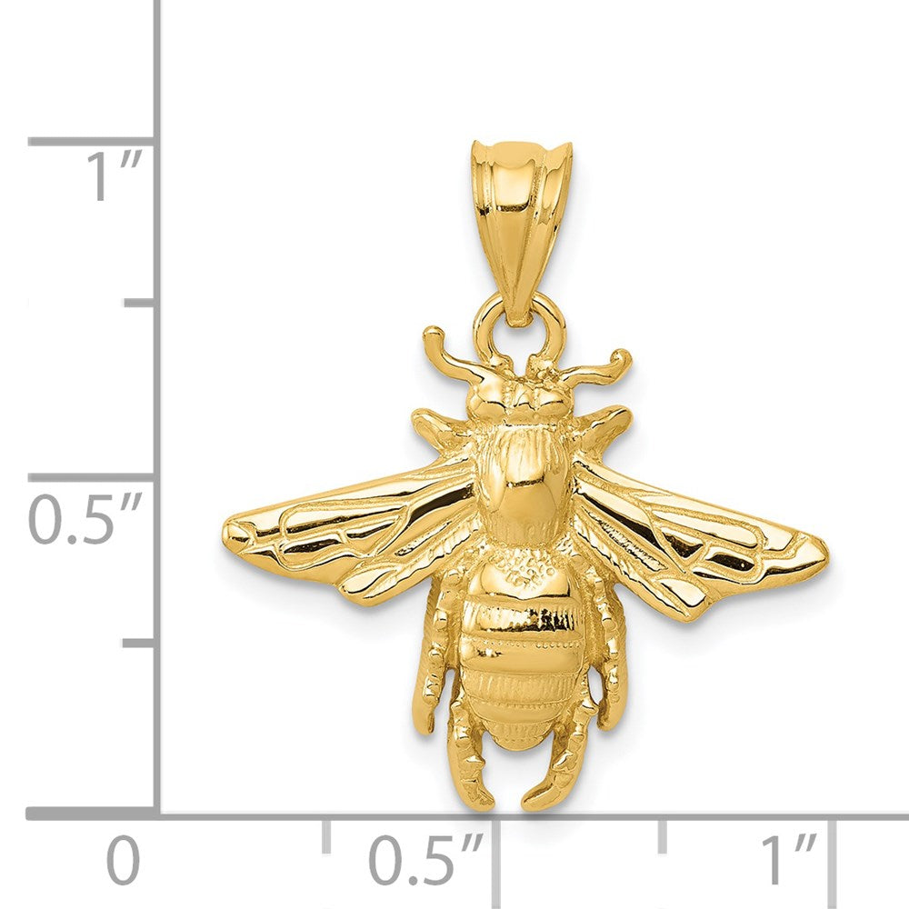 14K Gelbgold massiver Bienen-Anhänger mit offener Rückseite