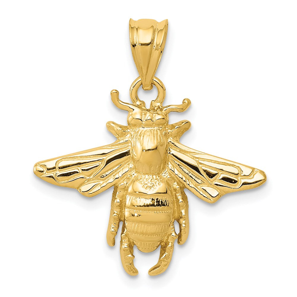 14K Gelbgold massiver Bienen-Anhänger mit offener Rückseite