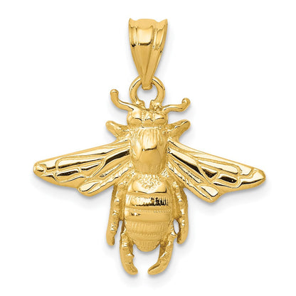 14K Gelbgold massiver Bienen-Anhänger mit offener Rückseite