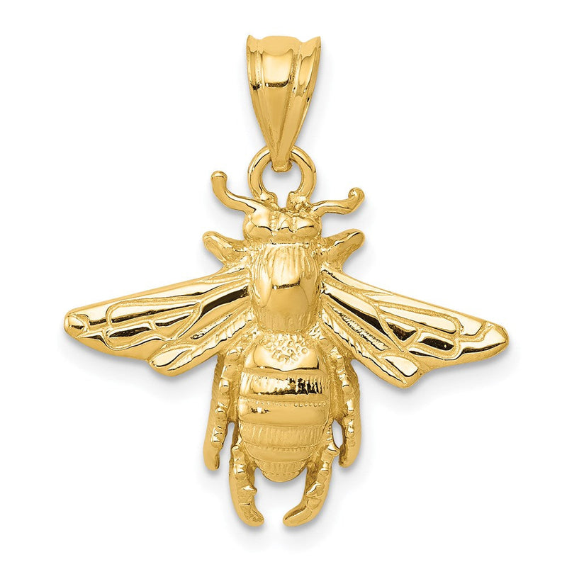 14K Gelbgold massiver Bienen-Anhänger mit offener Rückseite