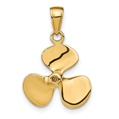 14K Gelbgold Poliert 3-D Propeller-Anhänger