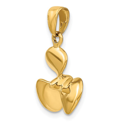14K Gelbgold Poliert 3-D Propeller-Anhänger
