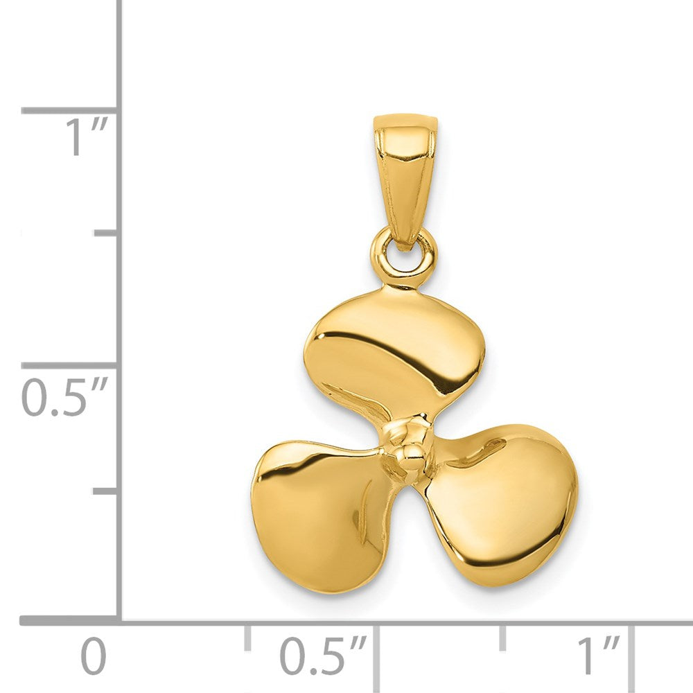 14K Gelbgold Poliert 3-D Propeller-Anhänger