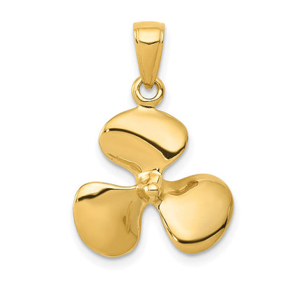 14K Gelbgold Poliert 3-D Propeller-Anhänger