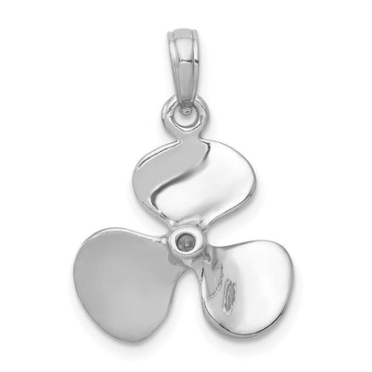 14K Weißgold Polierter 3-D Propeller-Anhänger