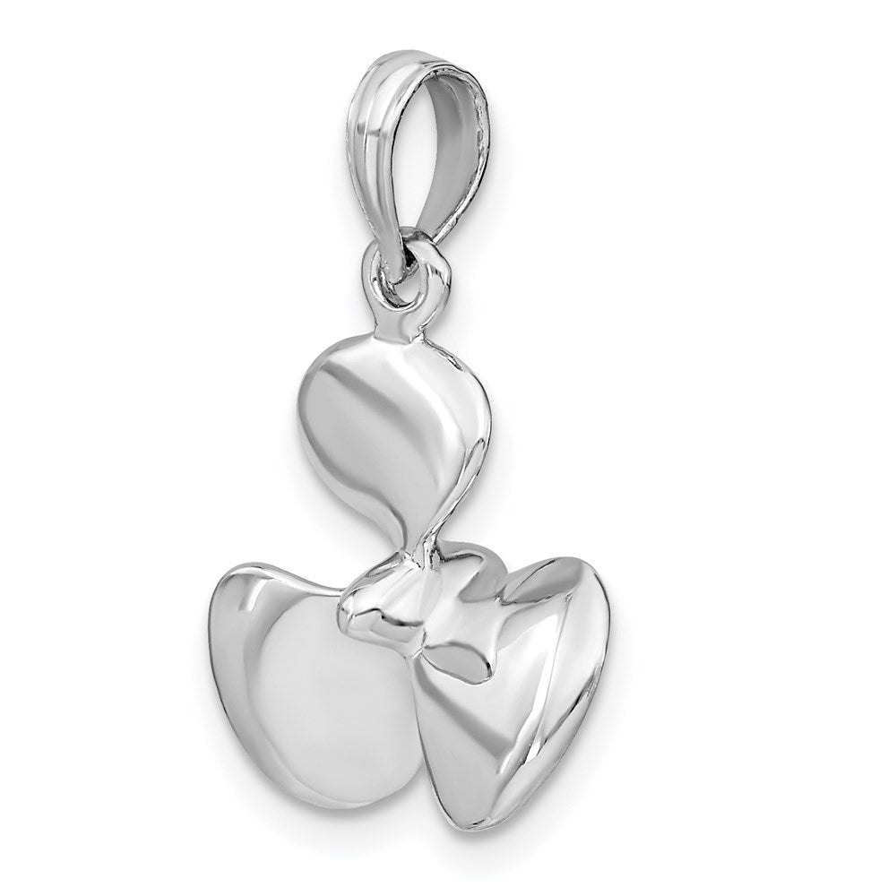 14K Weißgold Polierter 3-D Propeller-Anhänger