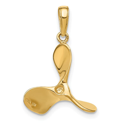 14K Gelbgold polierter 3-D-Propeller-Anhänger