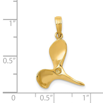 14K Gelbgold polierter 3-D-Propeller-Anhänger