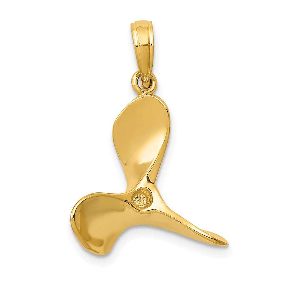 14K Gelbgold polierter 3-D-Propeller-Anhänger