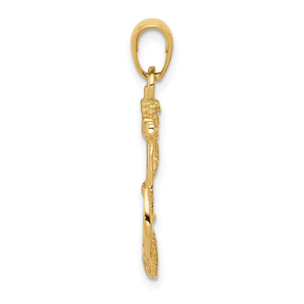 14K Gelbgold Massiver Polierter Anker-Anhänger