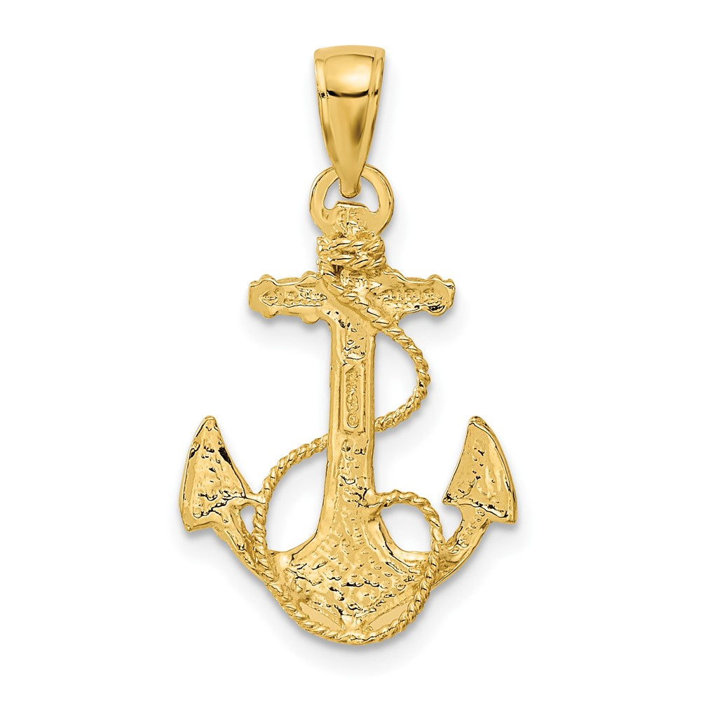 14K Gelbgold Massiver Polierter Anker-Anhänger