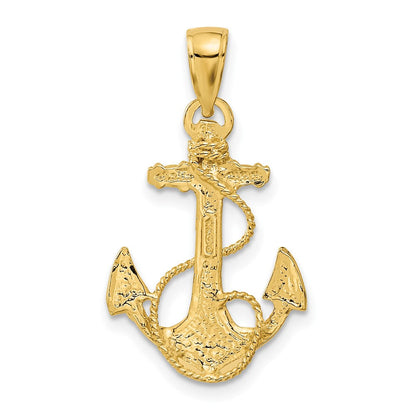 14K Gelbgold Massiver Polierter Anker-Anhänger
