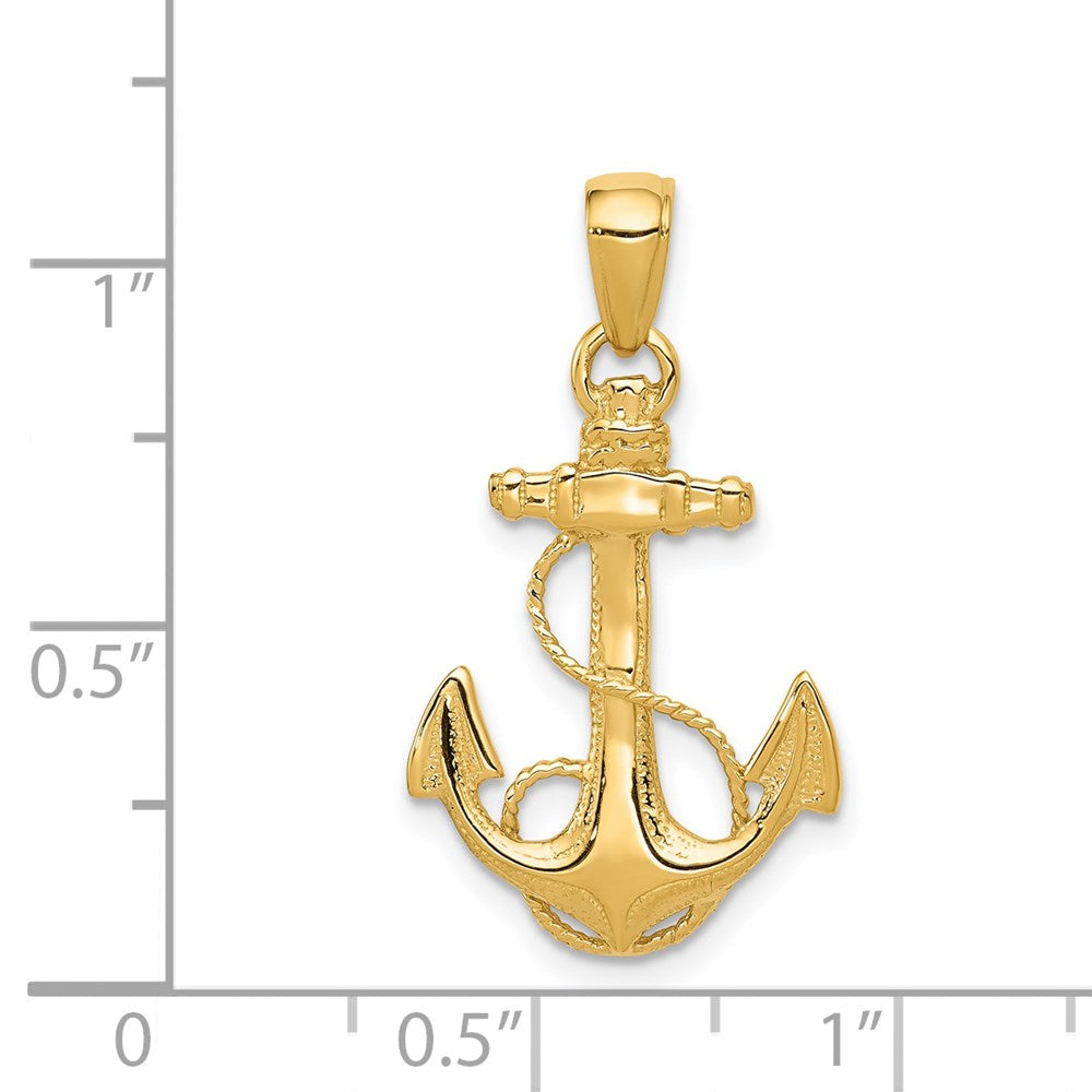 14K Gelbgold Massiver Polierter Anker-Anhänger