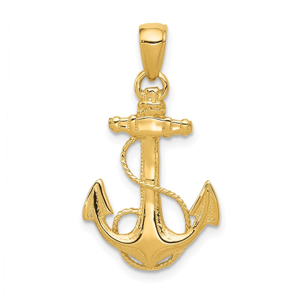 14K Gelbgold Massiver Polierter Anker-Anhänger