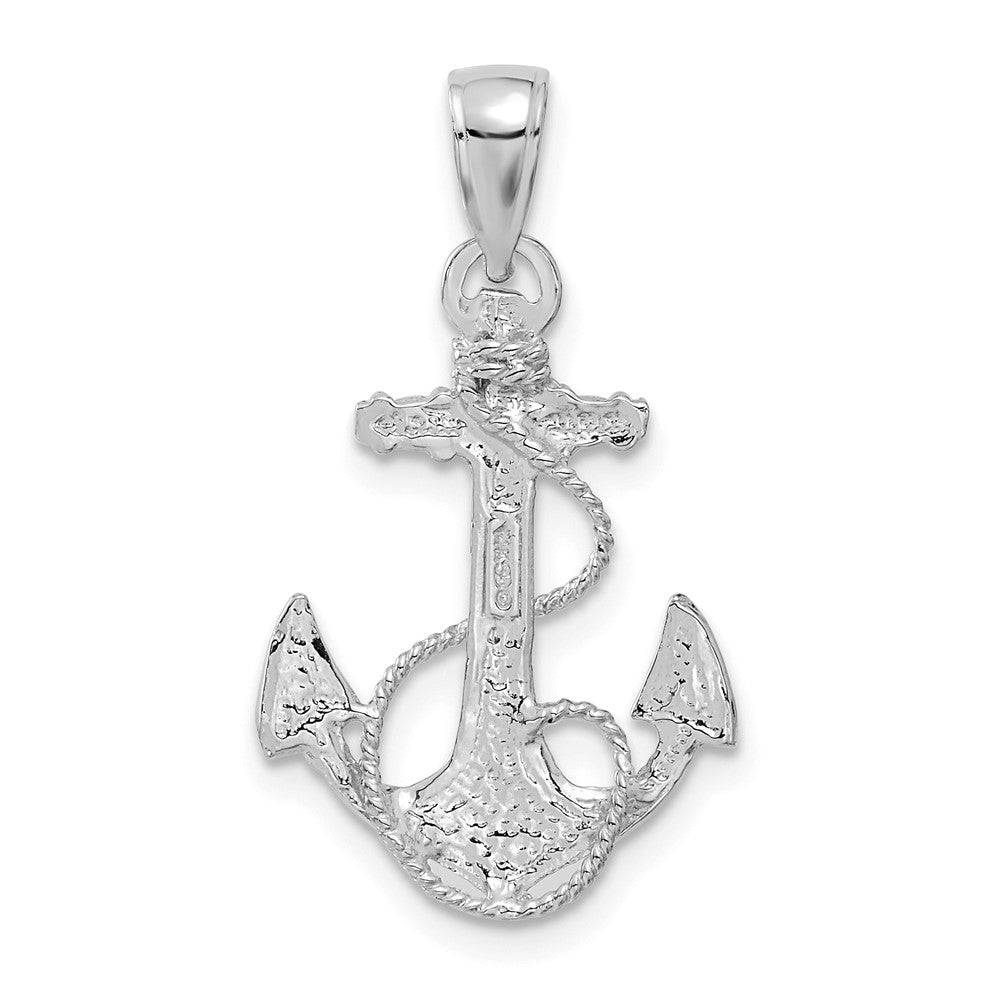 14K Weißgold Massiver Polierter Anker-Anhänger