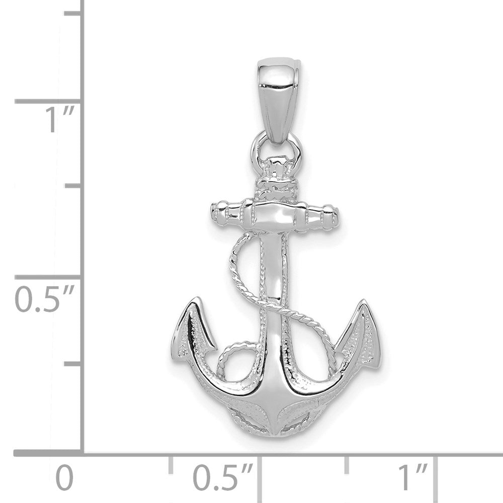 14K Weißgold Massiver Polierter Anker-Anhänger
