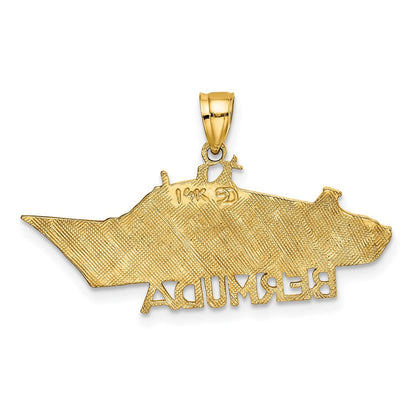 14K Gelbgold massiver polierter BERMUDA-Kreuzfahrtschiff-Charm