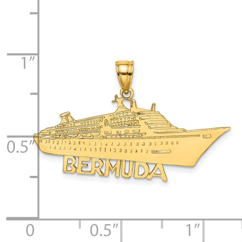 14K Gelbgold massiver polierter BERMUDA-Kreuzfahrtschiff-Charm