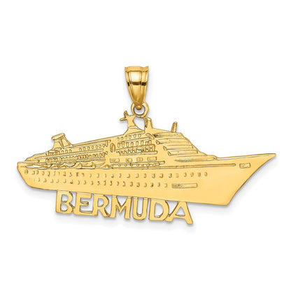 14K Gelbgold massiver polierter BERMUDA-Kreuzfahrtschiff-Charm