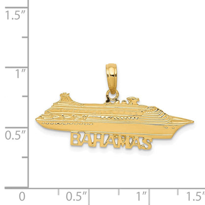 14K Gelbgold BAHAMAS Kreuzfahrtschiff-Anhänger