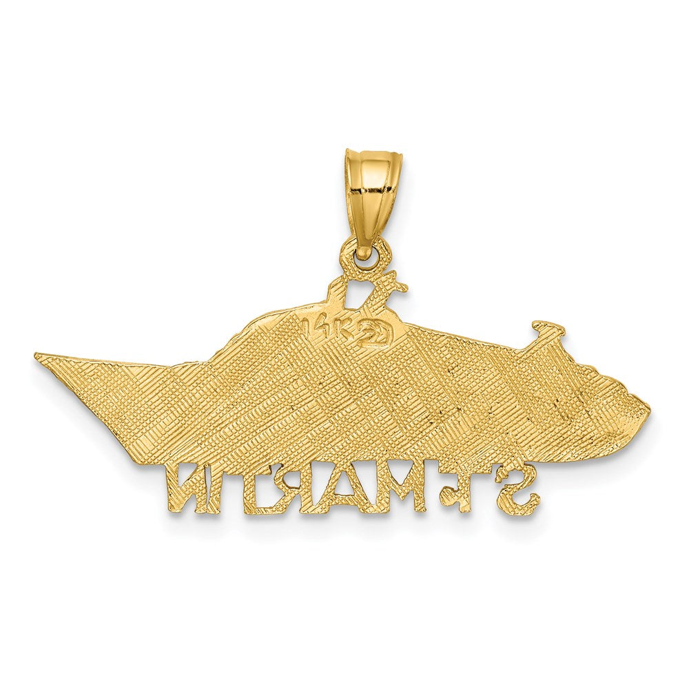 14K Gelbgold massiver polierter Anhänger „ST MARTIN Kreuzfahrtschiff