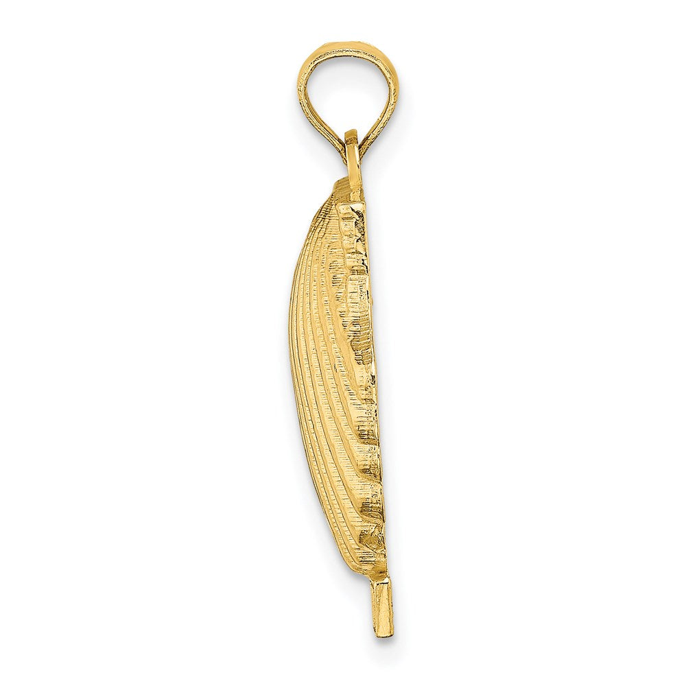 14K Gelbgold Massiv Poliert HAWAII Muschel-Charm mit Wellenrand
