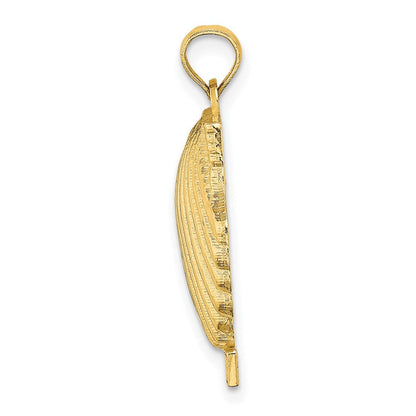 14K Gelbgold Massiv Poliert HAWAII Muschel-Charm mit Wellenrand