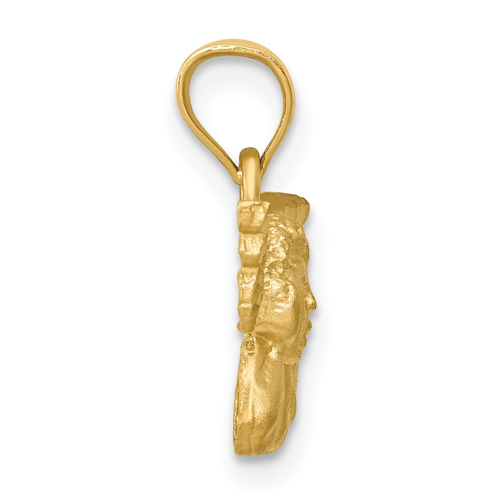 14K Gelbgold Engel-Charm mit Satin- und Diamantschliff-Finish