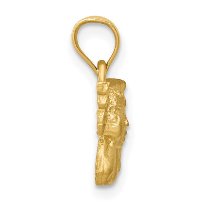 14K Gelbgold Engel-Charm mit Satin- und Diamantschliff-Finish