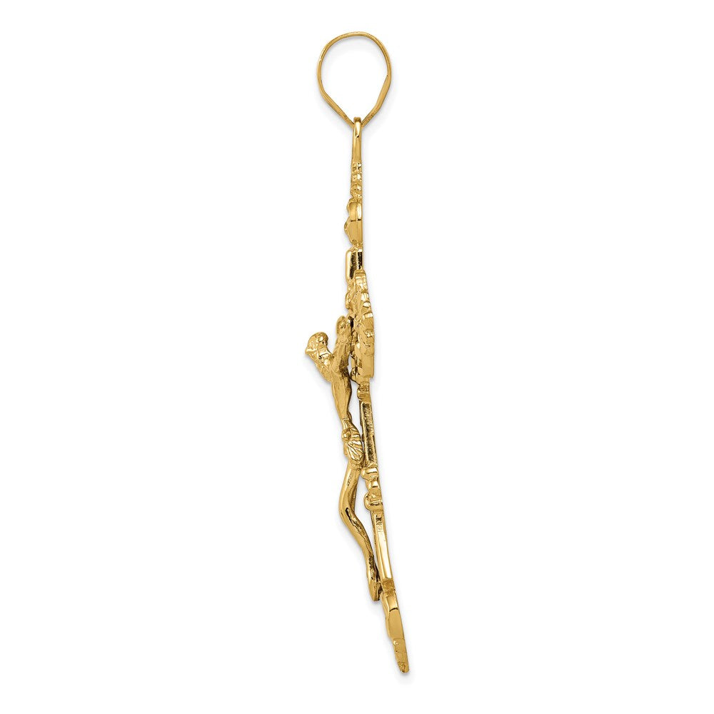 14K Gelbgold INRI Fleur-de-Lis-Kreuzanhänger