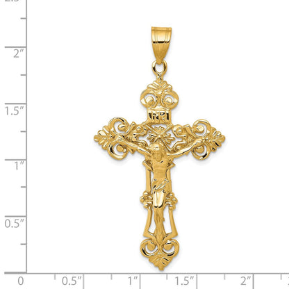 14K Gelbgold INRI Fleur-de-Lis-Kreuzanhänger
