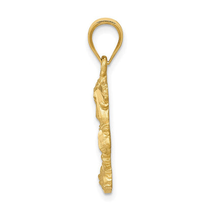14K Gelbgold Polierter Diamantgeschliffener Palmen-Anhänger