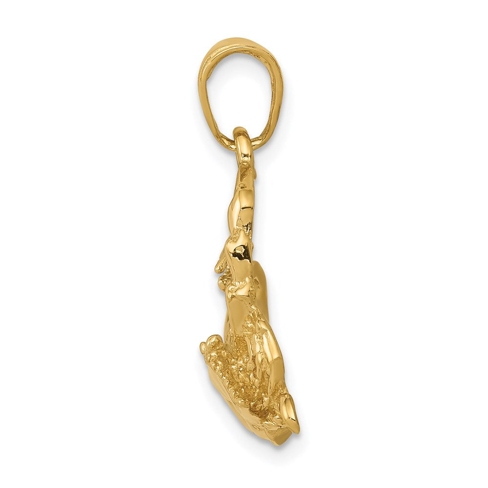 14K Gelbgold Polierter Offener Krebs-Anhänger mit Blauem Krebsmotiv** Genauer/natürlicher formuliert: **14K Gelbgold Polierter Krabben-Anhänger mit offener Rückseite, Blau