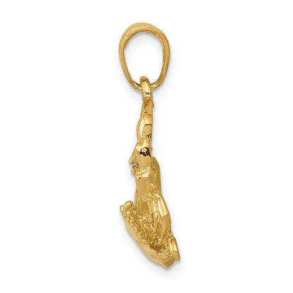 14K Gelbgold Polierter Offener Krebs-Anhänger mit Blauem Krebsmotiv** Genauer/natürlicher formuliert: **14K Gelbgold Polierter Krabben-Anhänger mit offener Rückseite, Blau