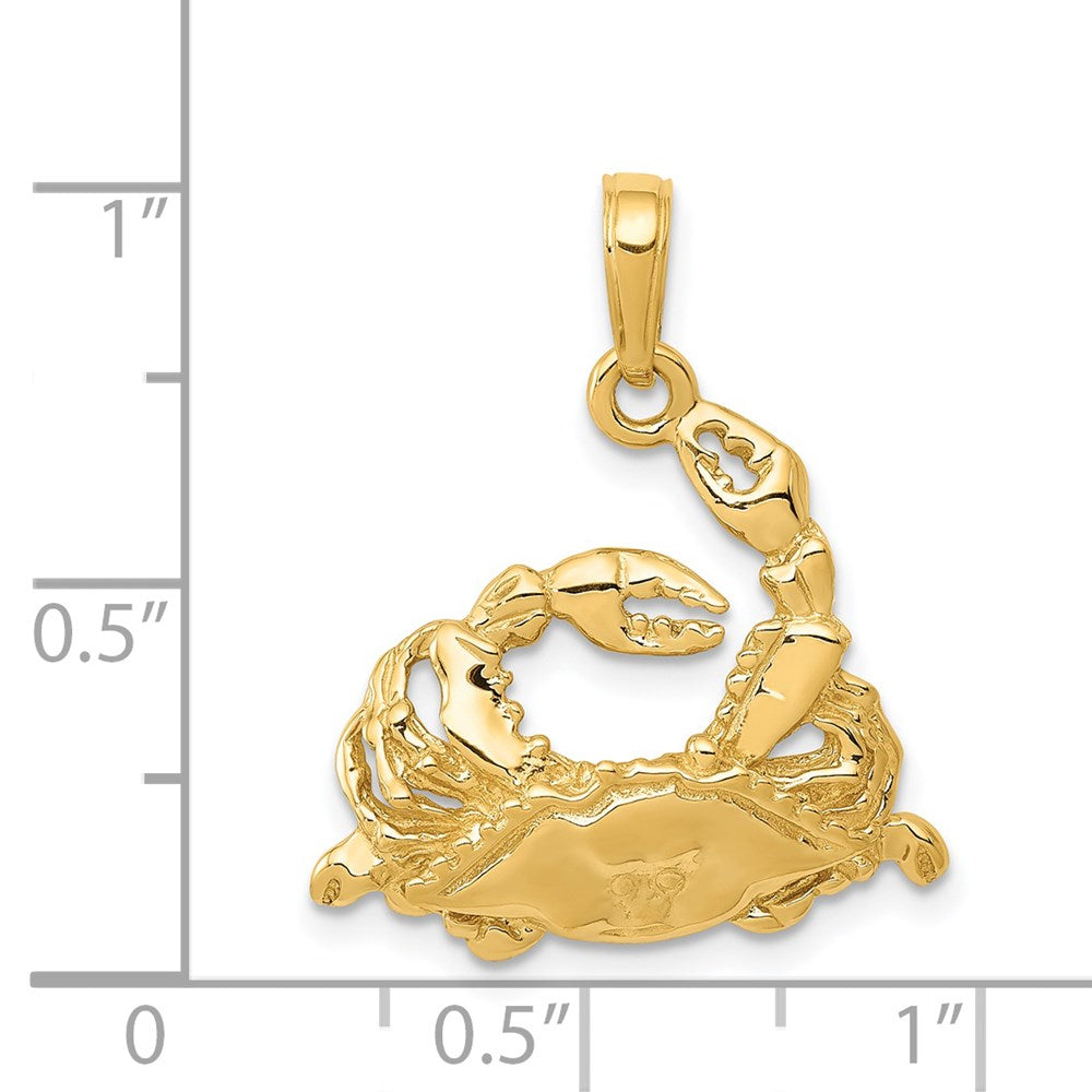 14K Gelbgold Polierter Offener Krebs-Anhänger mit Blauem Krebsmotiv** Genauer/natürlicher formuliert: **14K Gelbgold Polierter Krabben-Anhänger mit offener Rückseite, Blau