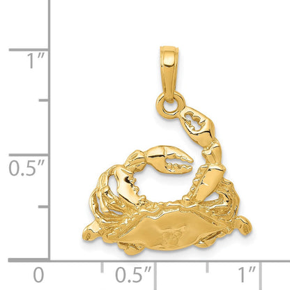 14K Gelbgold Polierter Offener Krebs-Anhänger mit Blauem Krebsmotiv** Genauer/natürlicher formuliert: **14K Gelbgold Polierter Krabben-Anhänger mit offener Rückseite, Blau
