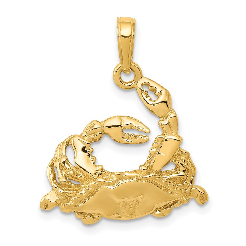 14K Gelbgold Polierter Offener Krebs-Anhänger mit Blauem Krebsmotiv** Genauer/natürlicher formuliert: **14K Gelbgold Polierter Krabben-Anhänger mit offener Rückseite, Blau