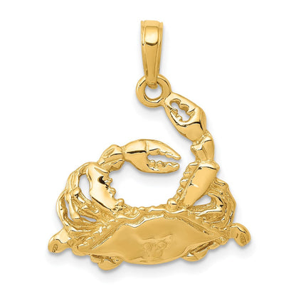 14K Gelbgold Polierter Offener Krebs-Anhänger mit Blauem Krebsmotiv** Genauer/natürlicher formuliert: **14K Gelbgold Polierter Krabben-Anhänger mit offener Rückseite, Blau